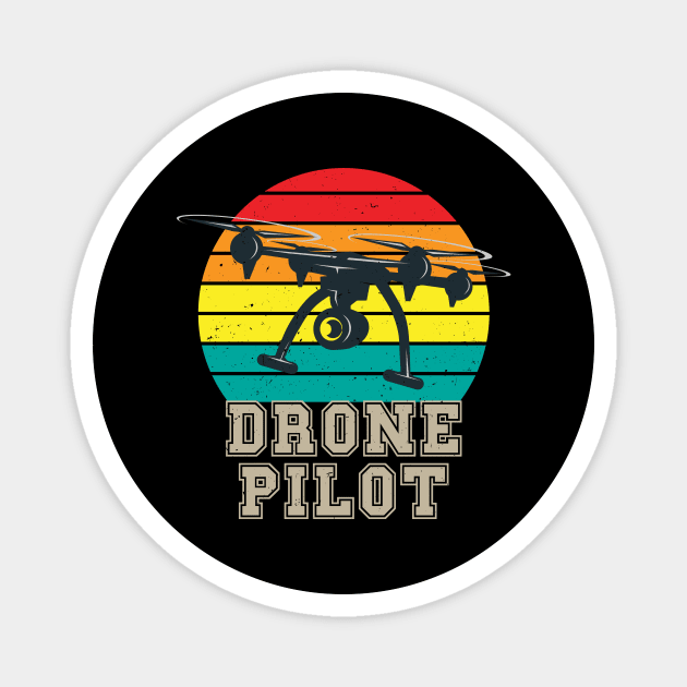 Quadrocopter Retro Drone Pilot Magnet by Foxxy Merch